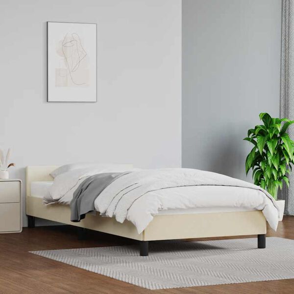 vidaXL Bedframe met hoofdeinde zonder matras 100x200 cm cr&egrave;mekleurig