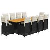 vidaXL 11-delige Bistroset met kussens poly rattan zwart