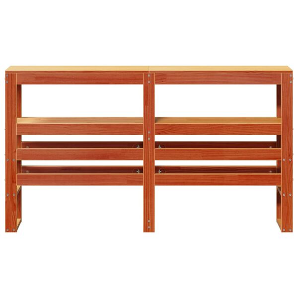 vidaXL Hoofdbord met schappen 140 cm massief grenenhout wasbruin