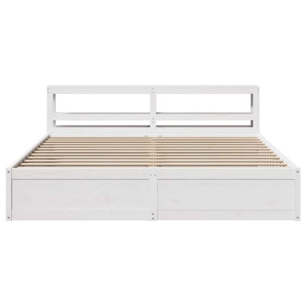vidaXL Bedframe met hoofdbord massief grenenhout wit 180x200 cm