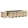 vidaXL 15-delige Tuinset met kussens poly rattan beige