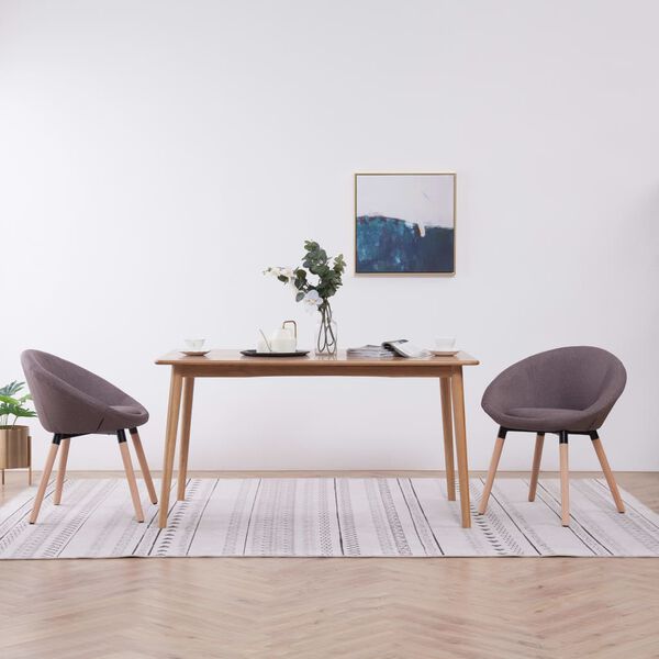 vidaXL Eetkamerstoelen draaibaar 2 st stof taupe
