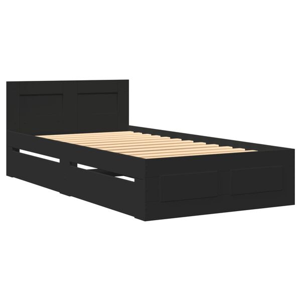 vidaXL Bedframe met hoofdeinde zonder matras 90x200 cm zwart