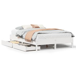 vidaXL Bedframe zonder matras massief grenenhout wit 120x200 cm
