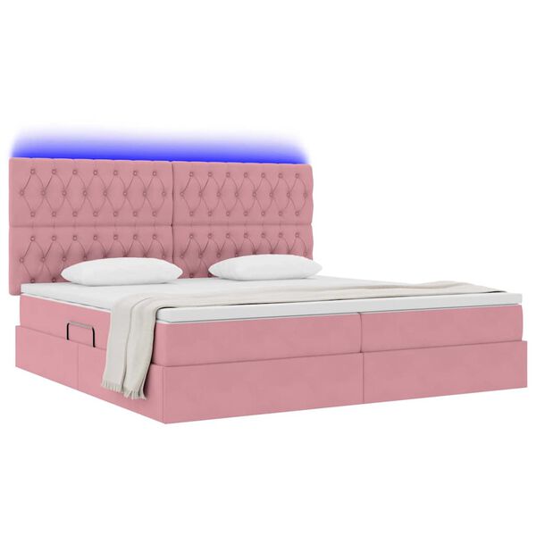vidaXL Opbergbed met LED met matras met LED Roze 200 x 200 cm Fluweel