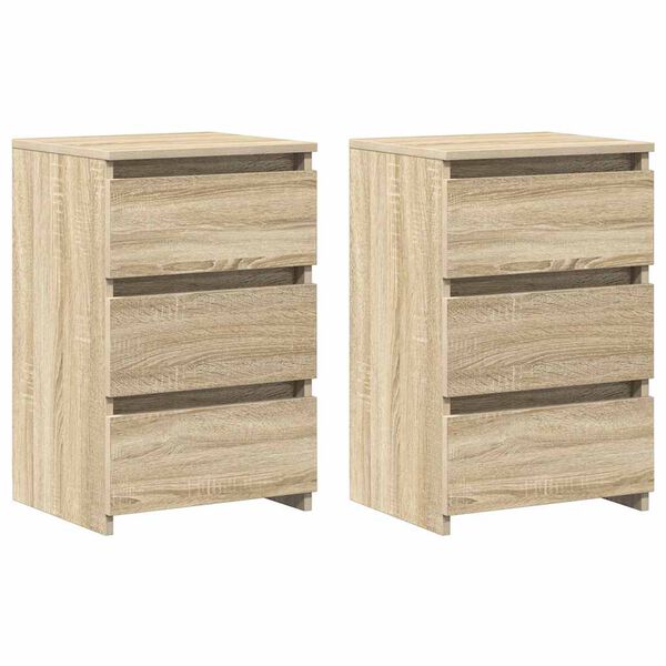 vidaXL Nachtkastjes 2 st 40x35x62,5 cm bewerkt hout sonoma eikenkleur