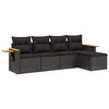 vidaXL 5-delige Loungeset met kussens poly rattan zwart