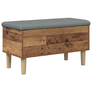 vidaXL Opbergbank met kussen Oud hout 82 x 42 x 46 cm Bewerkt hout