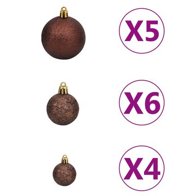 vidaXL Kunstkerstboom met verlichting en kerstballen 546 takken 180 cm