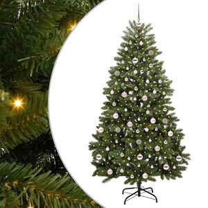 vidaXL Kunstkerstboom 210 cm 300 LED's Warmwit PVC en staal Groen