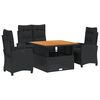 vidaXL 4-delige Tuinset met kussens poly rattan zwart