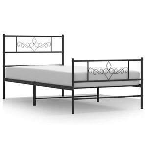 vidaXL Bedframe met hoofd- en voeteneinde metaal zwart 100x190 cm