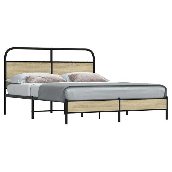 vidaXL Bedframe zonder matras bewerkt hout sonoma eikenkleur 150x200cm
