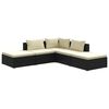 vidaXL 5-delige Loungeset met kussens poly rattan zwart