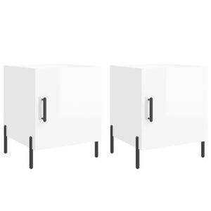 vidaXL Nachtkastjes 2 st 40x40x50 cm bewerkt hout hoogglans wit