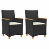 vidaXL Tuinstoelen 2 st met kussens poly rattan en massief hout zwart