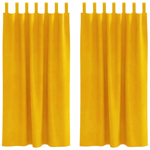 vidaXL Verduisterende gordijnen 2 pcs Mosterdgeel 140 x 175 cm Fluweel