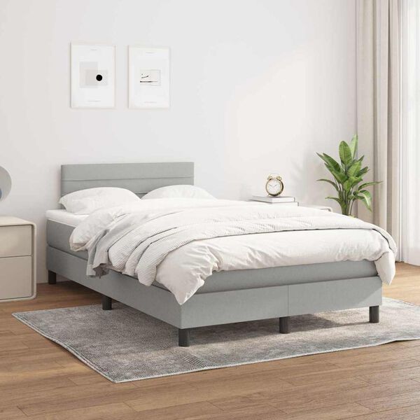 vidaXL Boxspring met matras stof lichtgrijs 120x190 cm