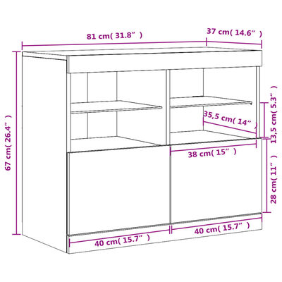 vidaXL Dressoir met LED-verlichting 81x37x67 cm bruin eikenkleur