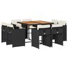 vidaXL 9-delige Tuinset poly rattan zwart