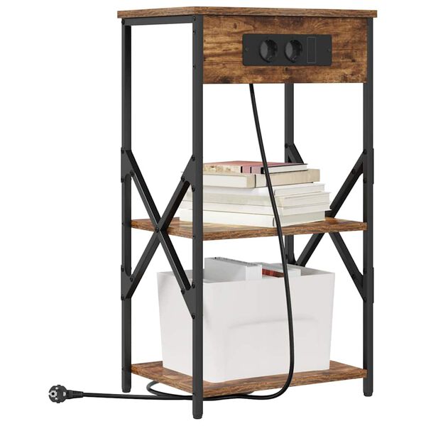 vidaXL Nachtkastje 2 pcs Gerookt eiken 41 x 31 x 76 cm Bewerkt hout