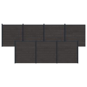 vidaXL Hekpaneel 7 pcs WPC en Aluminium Zwart