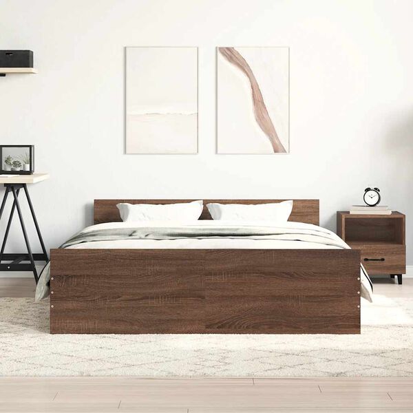 vidaXL Bedframe hoofd- en voeteneinde bruin eikenkleur 120x200 cm