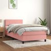 vidaXL Boxspring met matras fluweel roze 100x200 cm