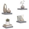 vidaXL Wandschappen zwevend 4 st 23x23,5x3,8 cm MDF grijs