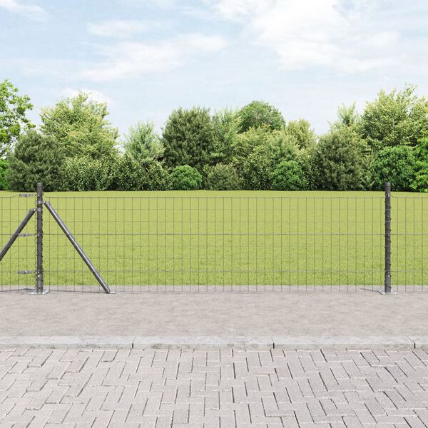 vidaXL Hek met Paal Grijs 0,6 x 50 m Staal en PVC