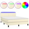 vidaXL Boxspring met matras en LED kunstleer cr&egrave;mekleurig 140x200 cm