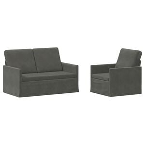 vidaXL Bankstel 2 pcs Donkergrijs Katoen Stof