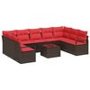 vidaXL Tuinbankenset 10 st Bruin en Rood poly rattan