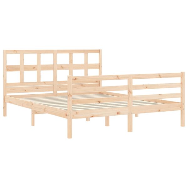 vidaXL Bedframe met hoofdbord massief hout 160x200 cm