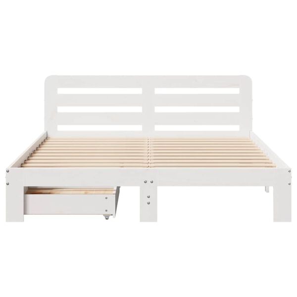 vidaXL Bedframe zonder matras massief grenenhout wit 140x190 cm