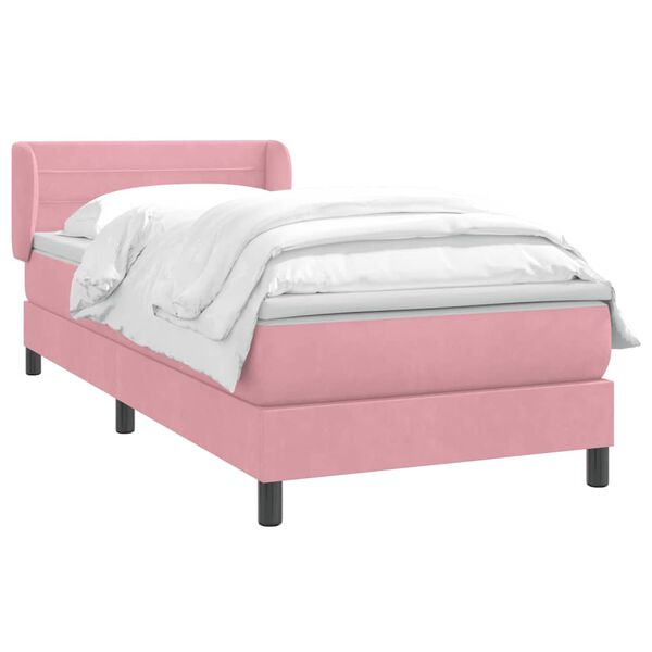 vidaXL Boxspring met matras fluweel roze 80x210 cm
