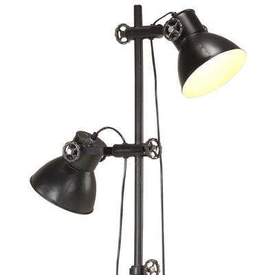 vidaXL Vloerlamp met 2 lampenkappen E27 gietijzer zwart