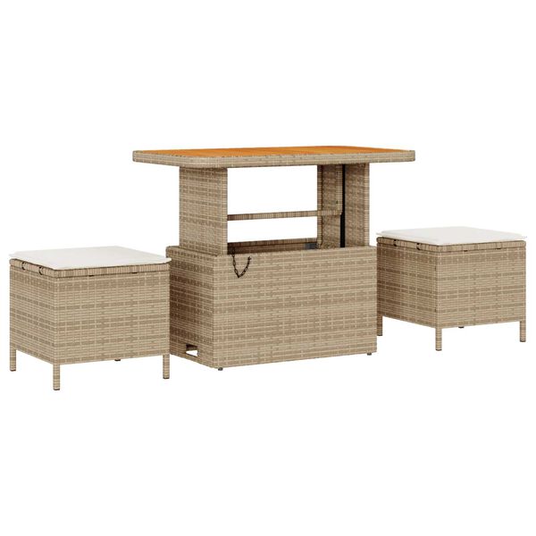 vidaXL Tuinbankenset met kussen 11 pcs Beige en Cr&egrave;me poly rattan