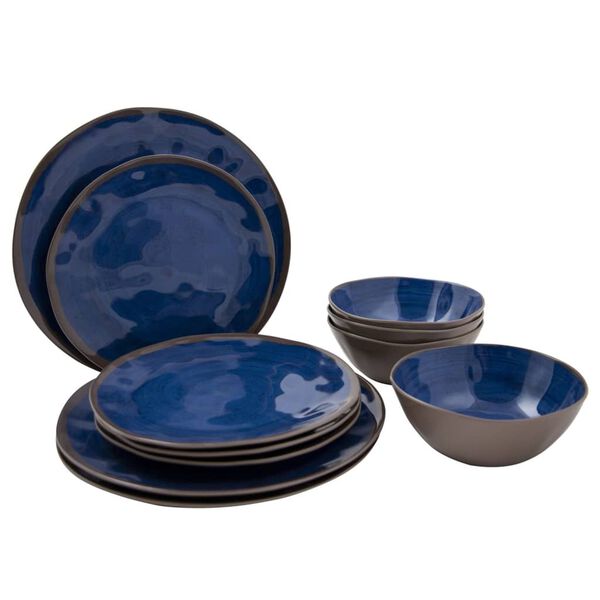 Bo-Camp 12-delige Serviesset Halo melamine blauw