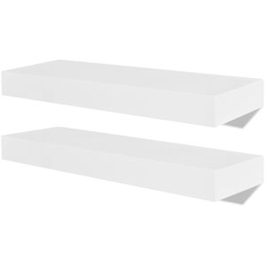 Wandplanken MDF zwevend voor boeken/dvd wit 2 st