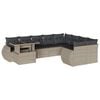 vidaXL 10-delige Loungeset met kussens poly rattan lichtgrijs