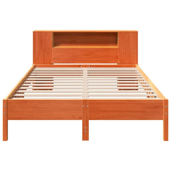 vidaXL Bed met boekenkast zonder matras grenenhout wasbruin 140x200 cm