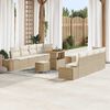 vidaXL Tuinbankenset met kussen 11 pcs Beige poly rattan