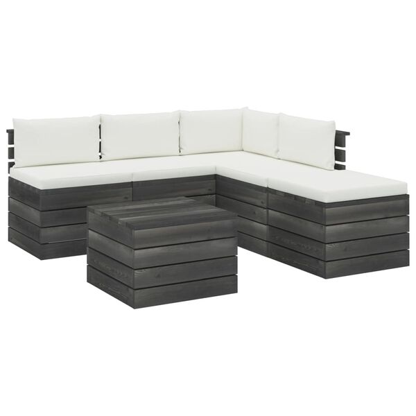 vidaXL 6-delige Loungeset met kussens pallet grenenhout