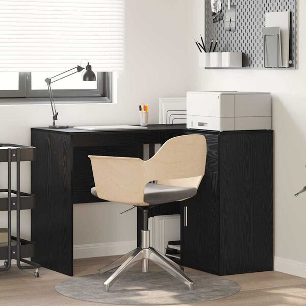 vidaXL Hoekbureau met lade Zwart Eiken 102 x 88 x 75 cm