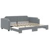 vidaXL Slaapbank met onderschuifbed 100x190 cm stof lichtgrijs