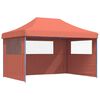 vidaXL Partytent inklapbaar pop-up met 3 zijwanden terracottakleurig