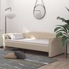 vidaXL Slaapbank met matras en USB stof cr&egrave;mekleurig 90x200 cm