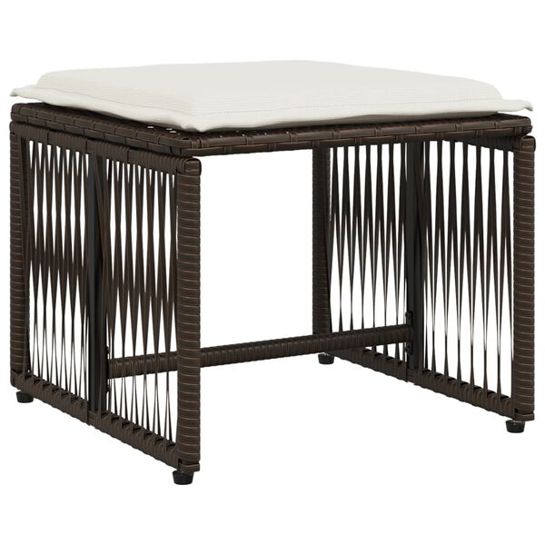 vidaXL 7-delige Tuinset met kussens poly rattan bruin