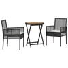 vidaXL Tuin Bistro Set 3 st Zwart poly rattan